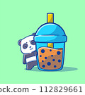 That cute illustration of a boba panda cartoon 112829661