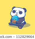 That cute illustration of a boba panda cartoon 112829664
