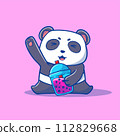 That cute illustration of a boba panda cartoon 112829668