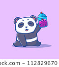 That cute illustration of a boba panda cartoon 112829670