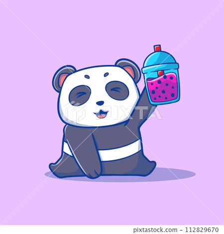 That cute illustration of a boba panda cartoon 112829670