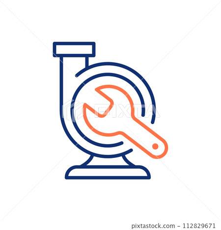 Turbo charger repair icon. Vector illustration. Editable stroke. Turbo charger repair icon. Vector illustration. Editable stroke. 112829671
