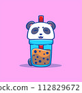 That cute illustration of a boba panda cartoon 112829672
