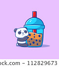 That cute illustration of a boba panda cartoon 112829673