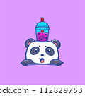 That cute illustration of a boba panda cartoon 112829753