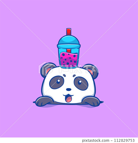 That cute illustration of a boba panda cartoon 112829753