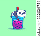 That cute illustration of a boba panda cartoon 112829754