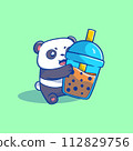 That cute illustration of a boba panda cartoon 112829756