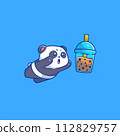 That cute illustration of a boba panda cartoon 112829757