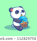 That cute illustration of a boba panda cartoon 112829758