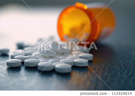 Health essentials: tablets, pills, and medicine providing diverse options for wellness and medical care, pharmaceutical for daily health needs and well-being. 112829814