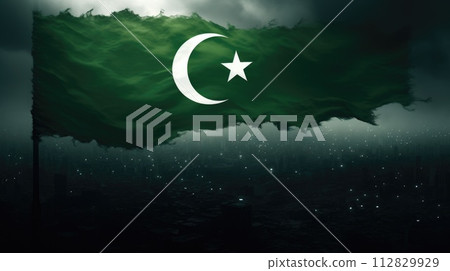 Pakistan day: celebrating unity, freedom, and heritage in a symphony of green and white, honoring the nation's journey towards independence and prosperity on this historic occasion. 112829929