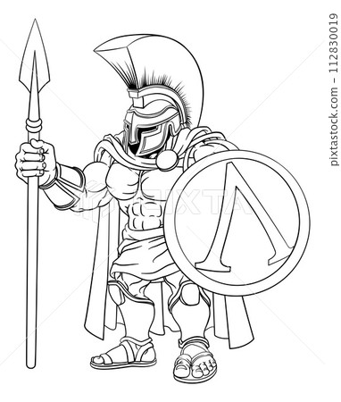 Spartan Warrior Roman Gladiator or Trojan Cartoon 112830019
