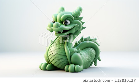 In a joyous celebration of Happy Chinese New Year, a vibrant Green Dragon dances through festive streets, symbolizing prosperity, good luck, lively spirit of traditional Lunar New Year festivities. 112830127