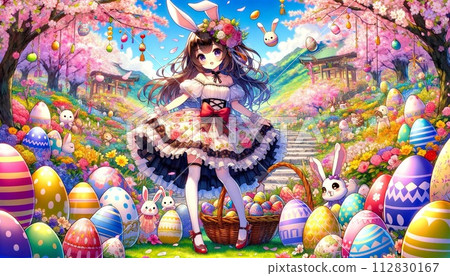 復活節彩蛋和女孩 112830167