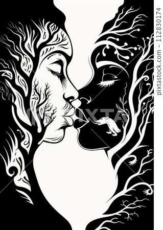 Capturing love's essence: a celebration of kisses on kissing day, an intimate showcase of tender moment, passionate connection, affectionate expressions in language of love and romance 112830174