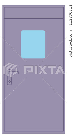 Metal door with glass window. House interior element Metal door with glass window. House interior element 112830312