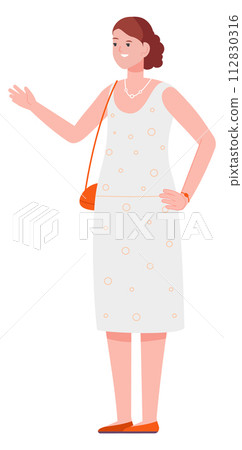 Happy woman in summer dress and red purse. Outdoor fashion Happy woman in summer dress and red purse. Outdoor fashion 112830316