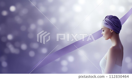 Unite for hope: a world of compassion against cancer, captured through the poignant symbol of a cancer ribbon on World Cancer Day. 112830464