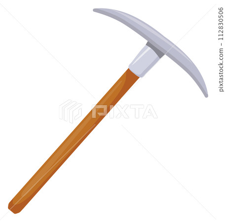 Pickaxe cartoon icon. Miner tool. Excavation equipment Pickaxe cartoon icon. Miner tool. Excavation equipment 112830506