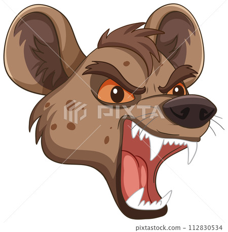 Fierce Cartoon Hyena Head Illustration 112830534