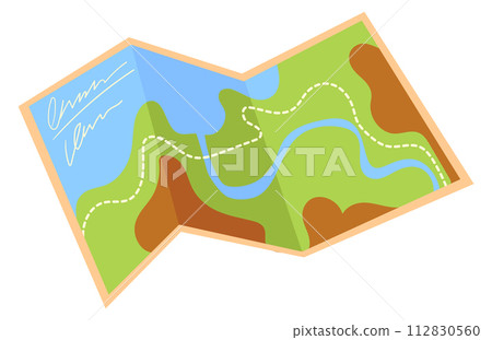 Paper map cartoon icon. Travel nature location Paper map cartoon icon. Travel nature location 112830560
