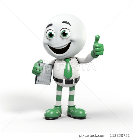 3d man is green tick symbol, signifying completion and success, in a compelling visual representation of achievement and endorsement, a check off character 112830731