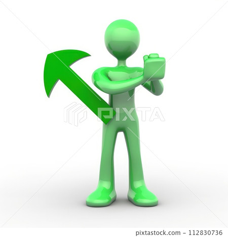 3d man is green tick symbol, signifying completion and success, in a compelling visual representation of achievement and endorsement, a check off character 112830736