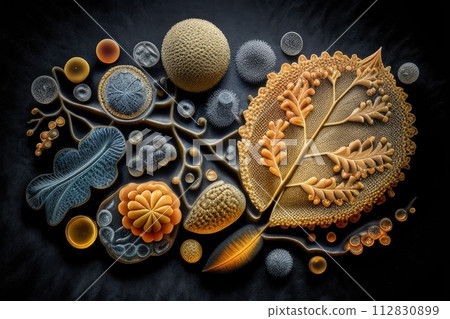 In the microscopic realm, a vibrant microbe dances, form intricate surreal. A symphony of colors shapes, it embodies unseen beauty of microbial world, a tiny marvel thriving in unseen corners of life. In the microscopic realm, a vibrant microbe dances, form intricate surreal. A symphony of colors shapes, it embodies unseen beauty of microbial world, a tiny marvel thriving in unseen corners of life. 112830899