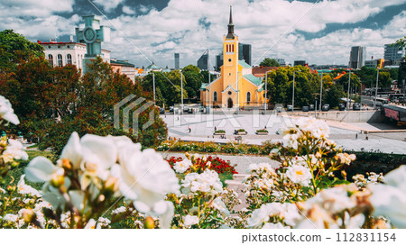 Tallinn, Estonia. Church Of St. John Jaani Kirik At Sunny Summer Day. Large Lutheran Parish Church In Tallinn Dedicated To St. John The Evangelist, Disciple Of Jesus Christ Tallinn, Estonia. Church Of St. John Jaani Kirik At Sunny Summer Day. Large Lutheran Parish Church In Tallinn Dedicated To St. John The Evangelist, Disciple Of Jesus Christ 112831154