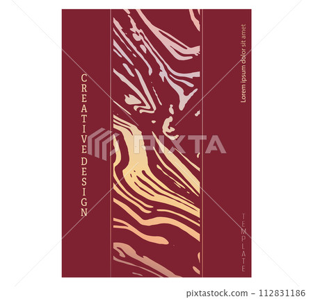 Layout of the creative design. Corporate graphics template for the design of covers, posters, posters, banners, booklets, backgrounds and flyers. Creative style for interiors, decorations 112831186