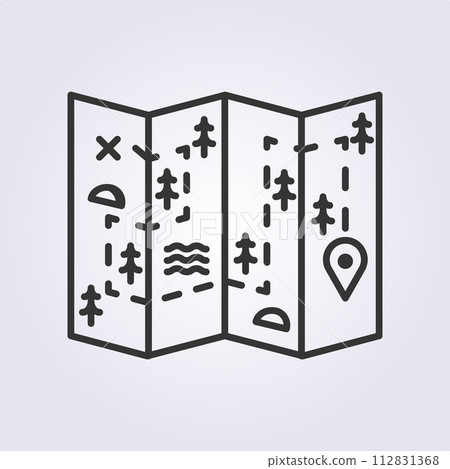outline camping map icon vector logo design 112831368