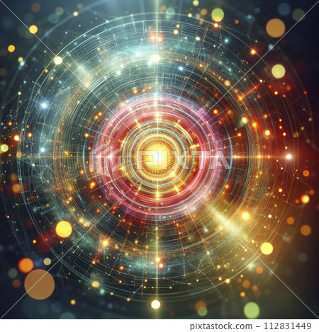 his image features a vibrant cosmic burst with multiple layers of light circles, simulating an energetic astronomical event his image features a vibrant cosmic burst with multiple layers of light circles, simulating an energetic astronomical event 112831449