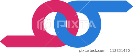 Two arrows in a circle. Infographic chart template modern style for presentation, start up project, business strategy, theory basic operation, logic analysis. Two arrows in a circle. Infographic chart template modern style for presentation, start up project, business strategy, theory basic operation, logic analysis. 112831450