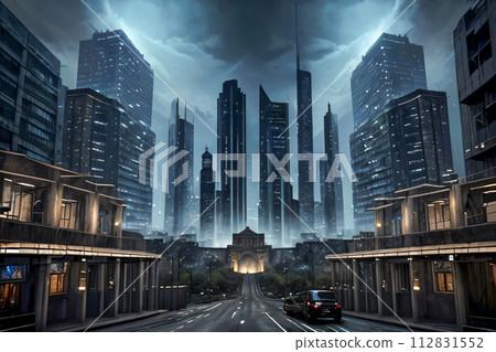 night traffic in city 112831552