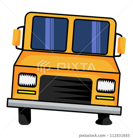 Yellow school bus with a flat tire. icon Yellow school bus with a flat tire. icon 112831685