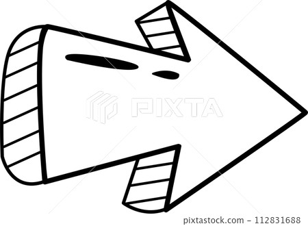 Hand drawn arrow outline Web icon.  simple 3d style line 112831688