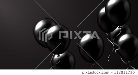 Celebratory background with beautifully arranged black balloons. Vector 3D illustration design Celebratory background with beautifully arranged black balloons. Vector 3D illustration design 112831730