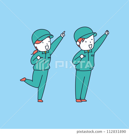 Smiling workers leaning forward and working hard 112831890