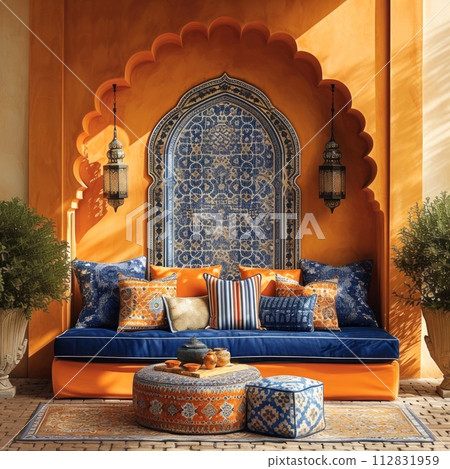 Discover elegant Moroccan architecture with this photo featuring ornate patterns Discover elegant Moroccan architecture with this photo featuring ornate patterns 112831959
