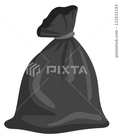 Black trash bag icon. Recycle waste symbol Black trash bag icon. Recycle waste symbol 112832193