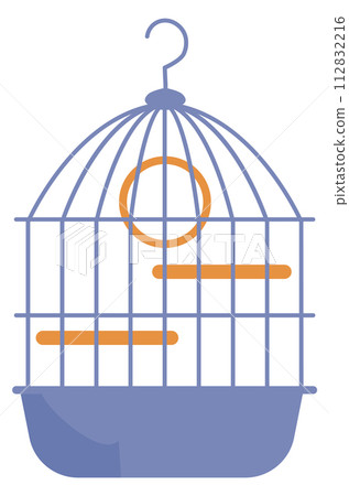 Bird cage color icon. Winged flying pet container 112832216