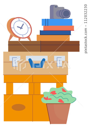 Packaged stuff and luggage. Personal things and belongings Packaged stuff and luggage. Personal things and belongings 112832230