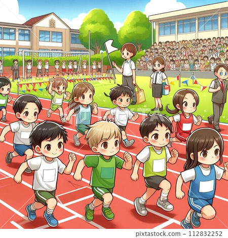 children running at sports day children running at sports day 112832252