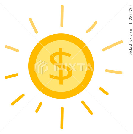 Shining golden coin. Dollar cash color icon 112832265