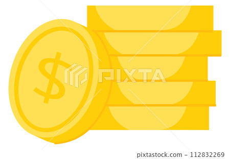 Dollar coins stack. Golden money cartoon icon Dollar coins stack. Golden money cartoon icon 112832269