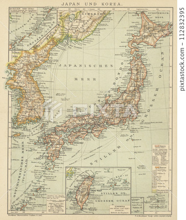 20世紀初世界地圖日本、韓國、台灣 112832395