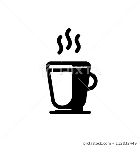 Simple coffee cup icon, black and white 112832449