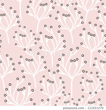 Floral seamless pattern with flowers, branches. Delicate floristic background.Stylish vector texture great for fabric, textile, wrapping, apprel 112833270