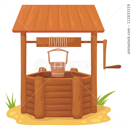 Vintage well. Farm construction for fresh water cartoon icon Vintage well. Farm construction for fresh water cartoon icon 112833319